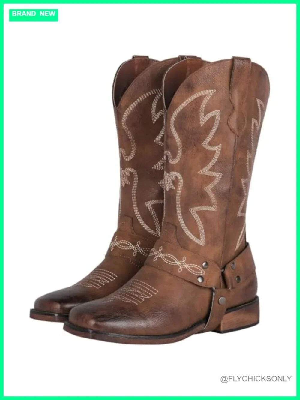 Women's Wide Calf Cowboy Boots Square Toe Western Boots